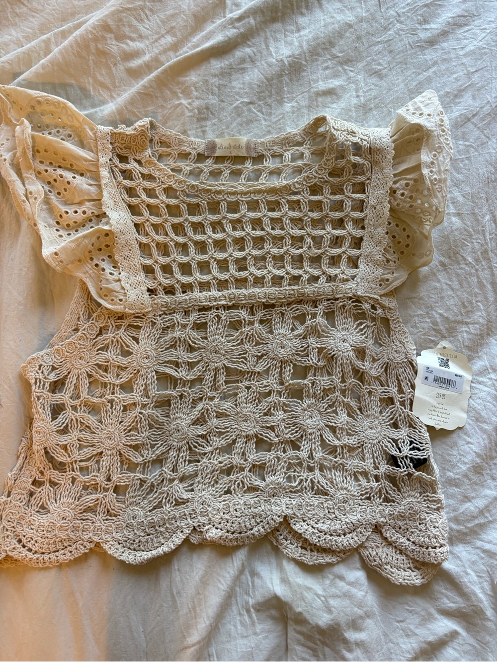Altar'd State Cream Crochet Lace Square-Neck Camisole